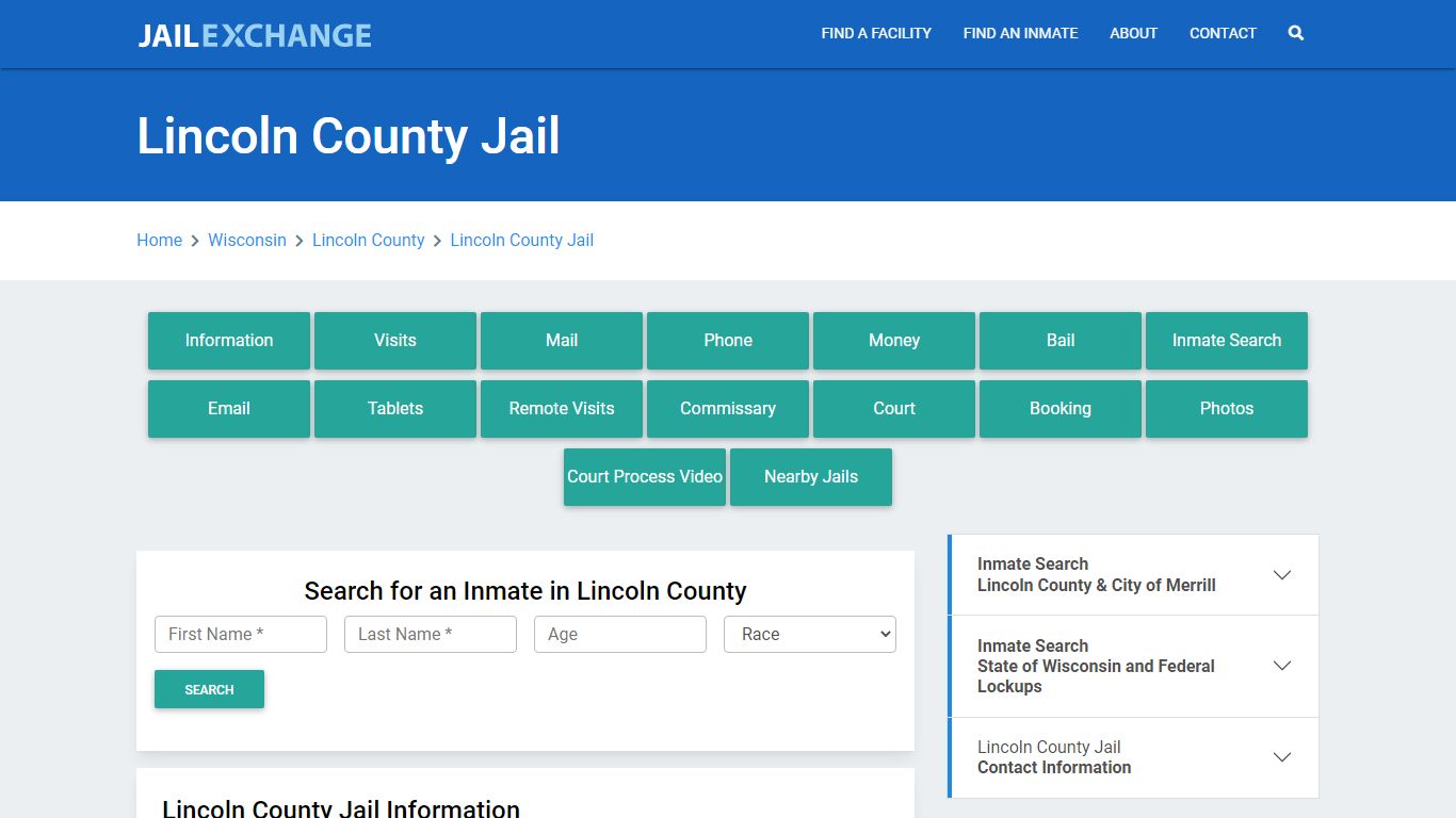 Lincoln County Jail Roster Lookup, WI, Inmate Search